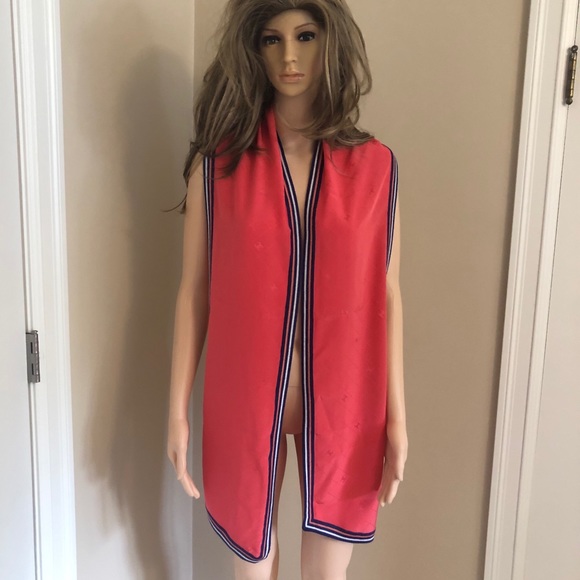 Chanel authentic Print red multicolor silk scarf - Picture 5 of 14